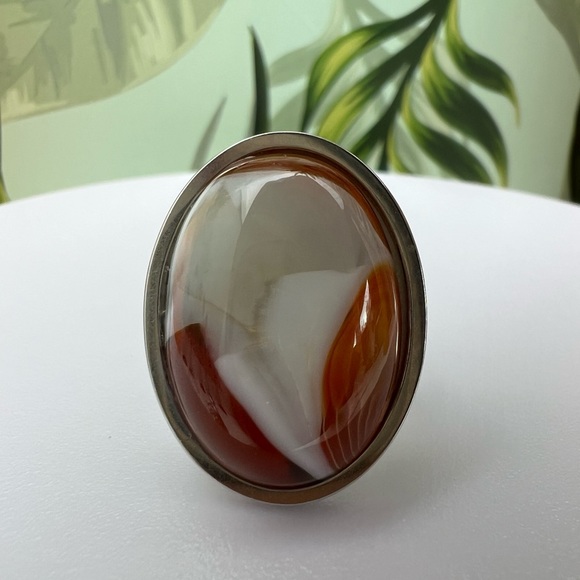 Elegant Yellow Aventurine Oval Statement Rings - Natural Stone Adjustable Rings - Picture 3 of 11